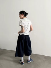 ワイドデニムショートパンツ