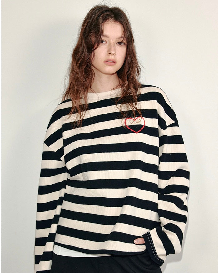 ワンポイント ボーダーロングTシャツ