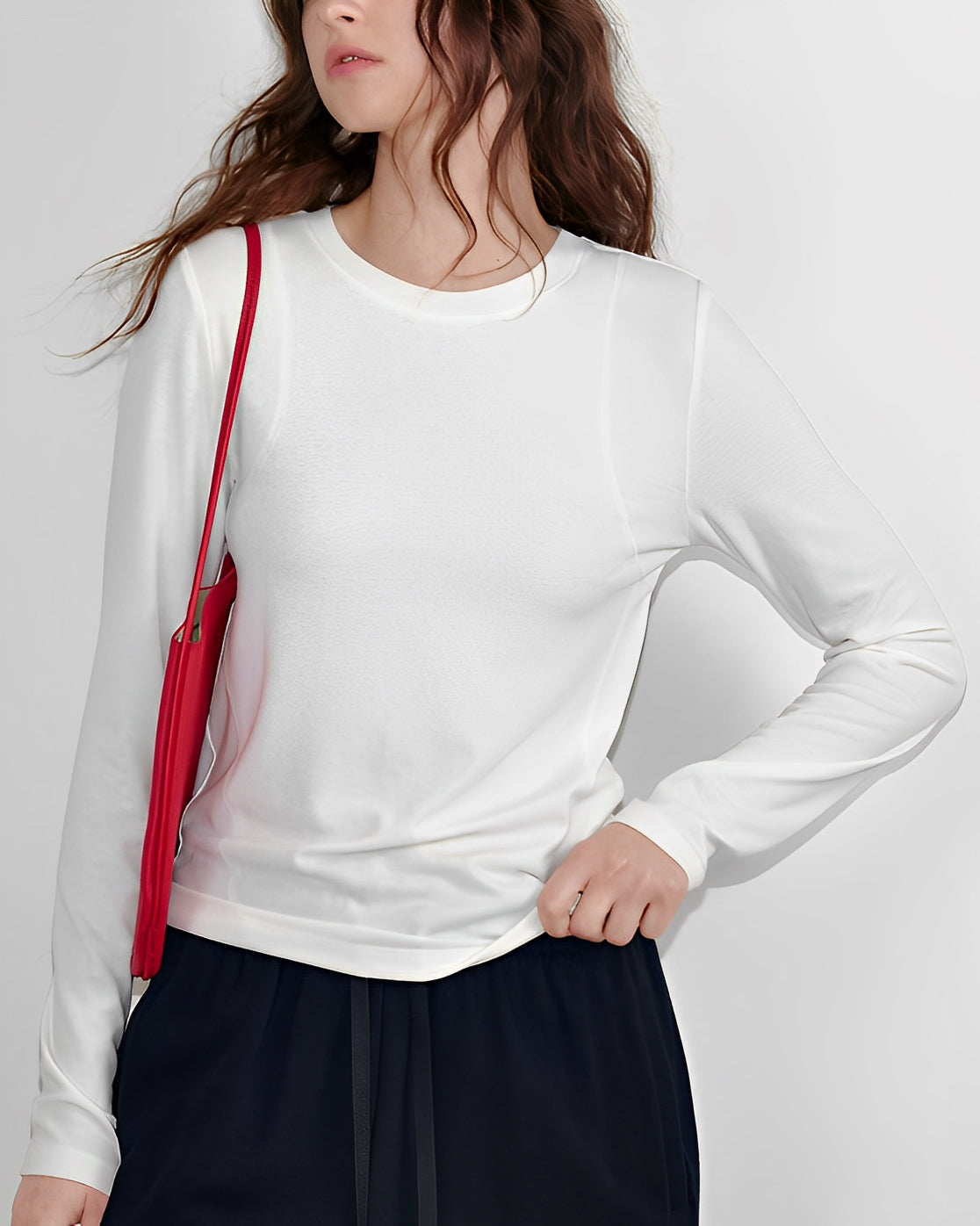 クルーネック ロングTシャツ