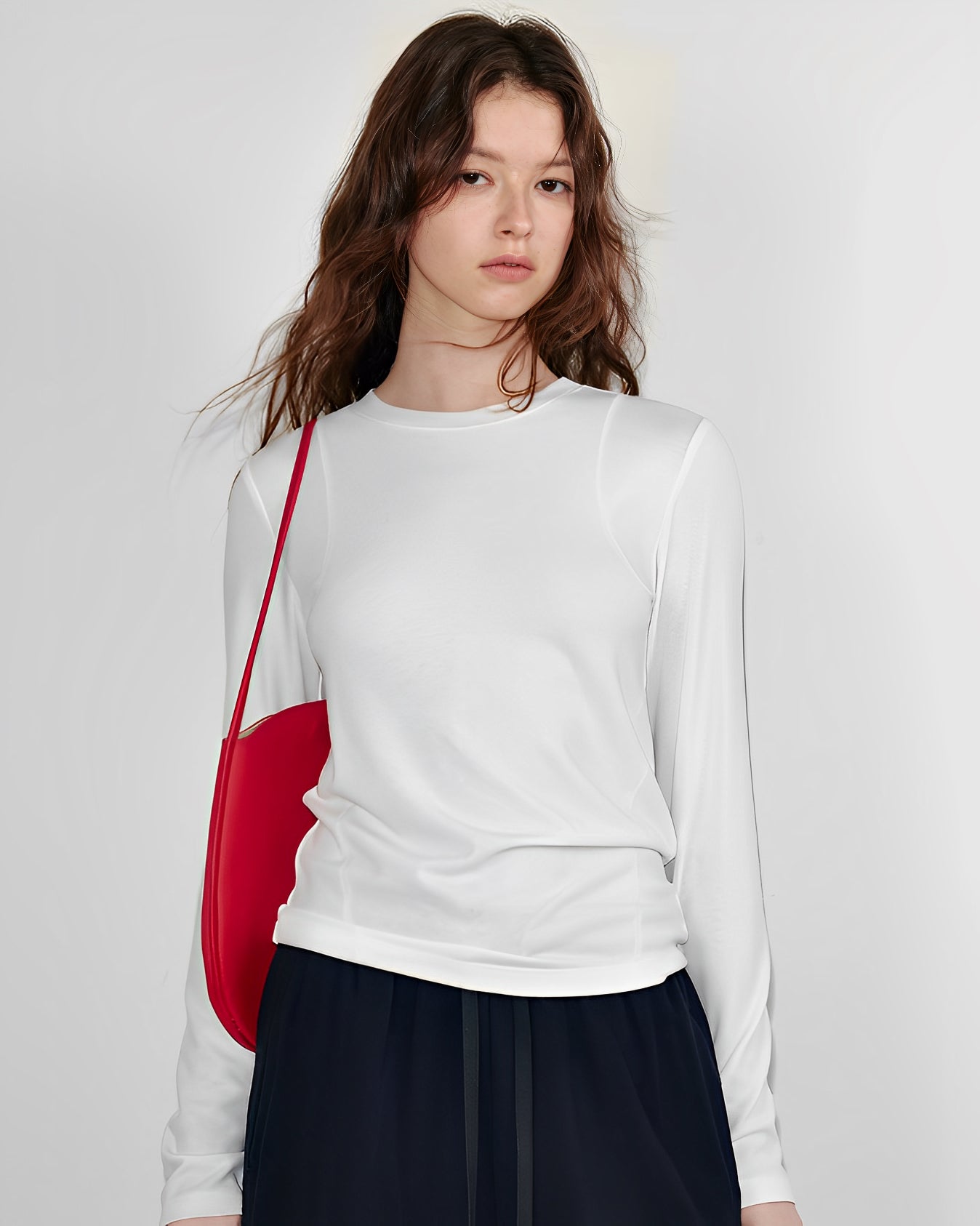 クルーネック ロングTシャツ