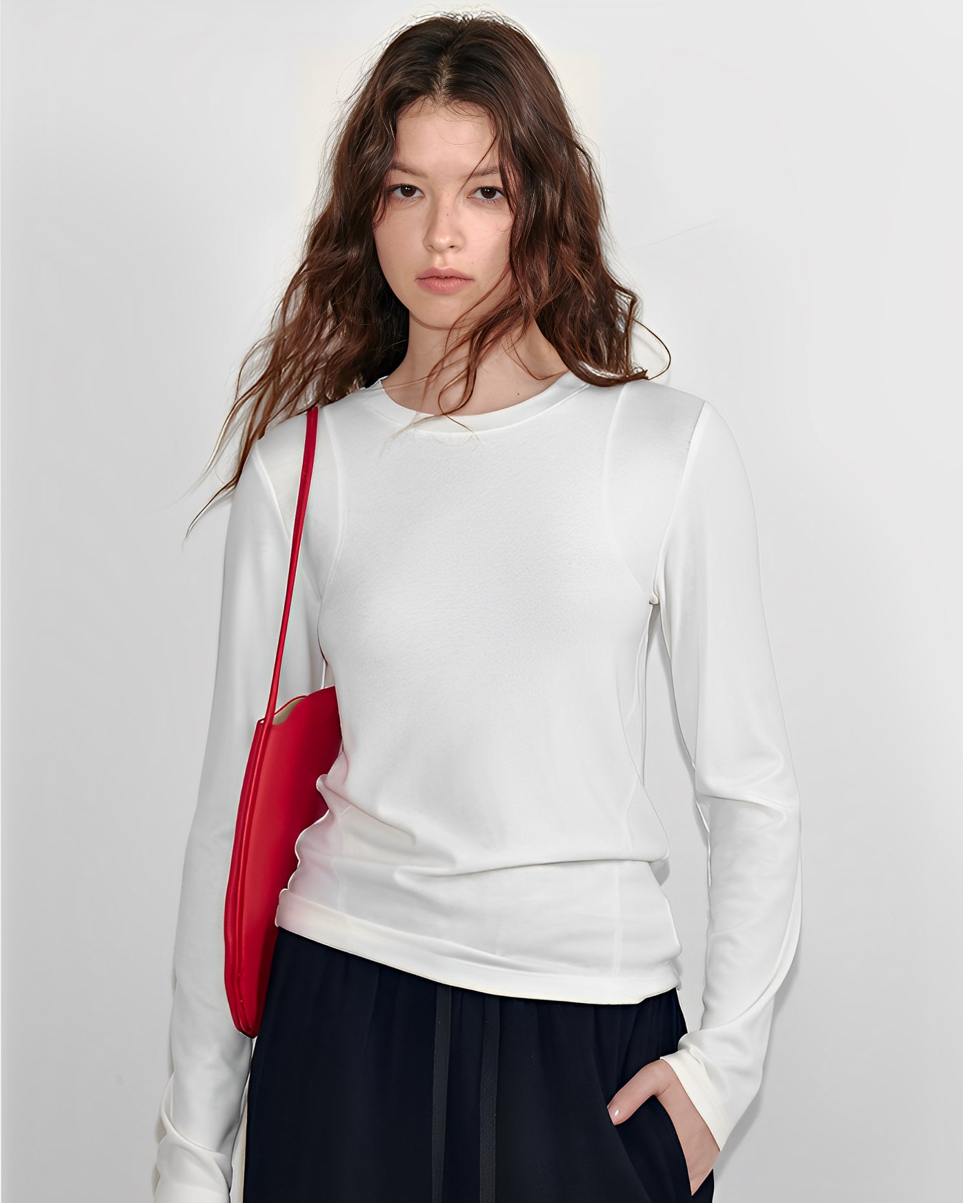 クルーネック ロングTシャツ