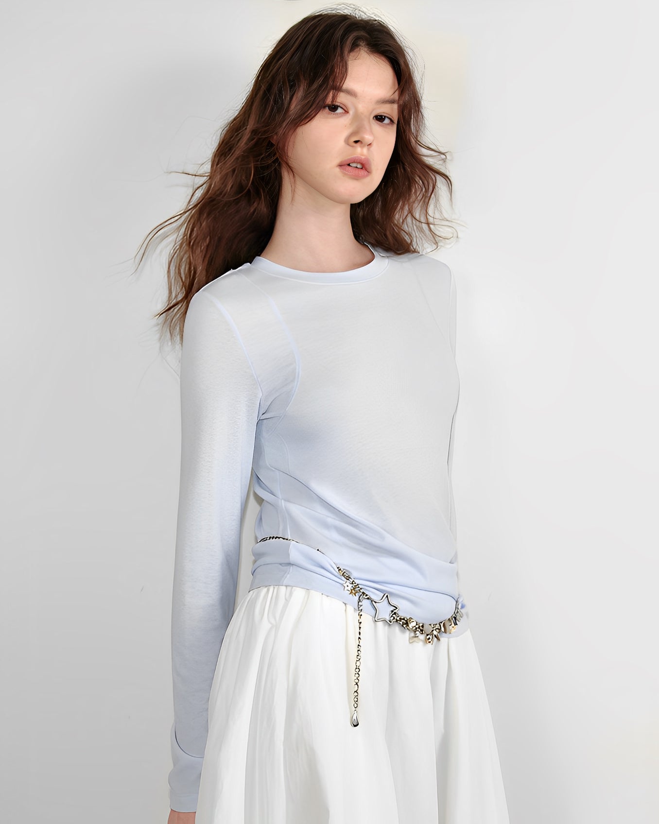クルーネック ロングTシャツ