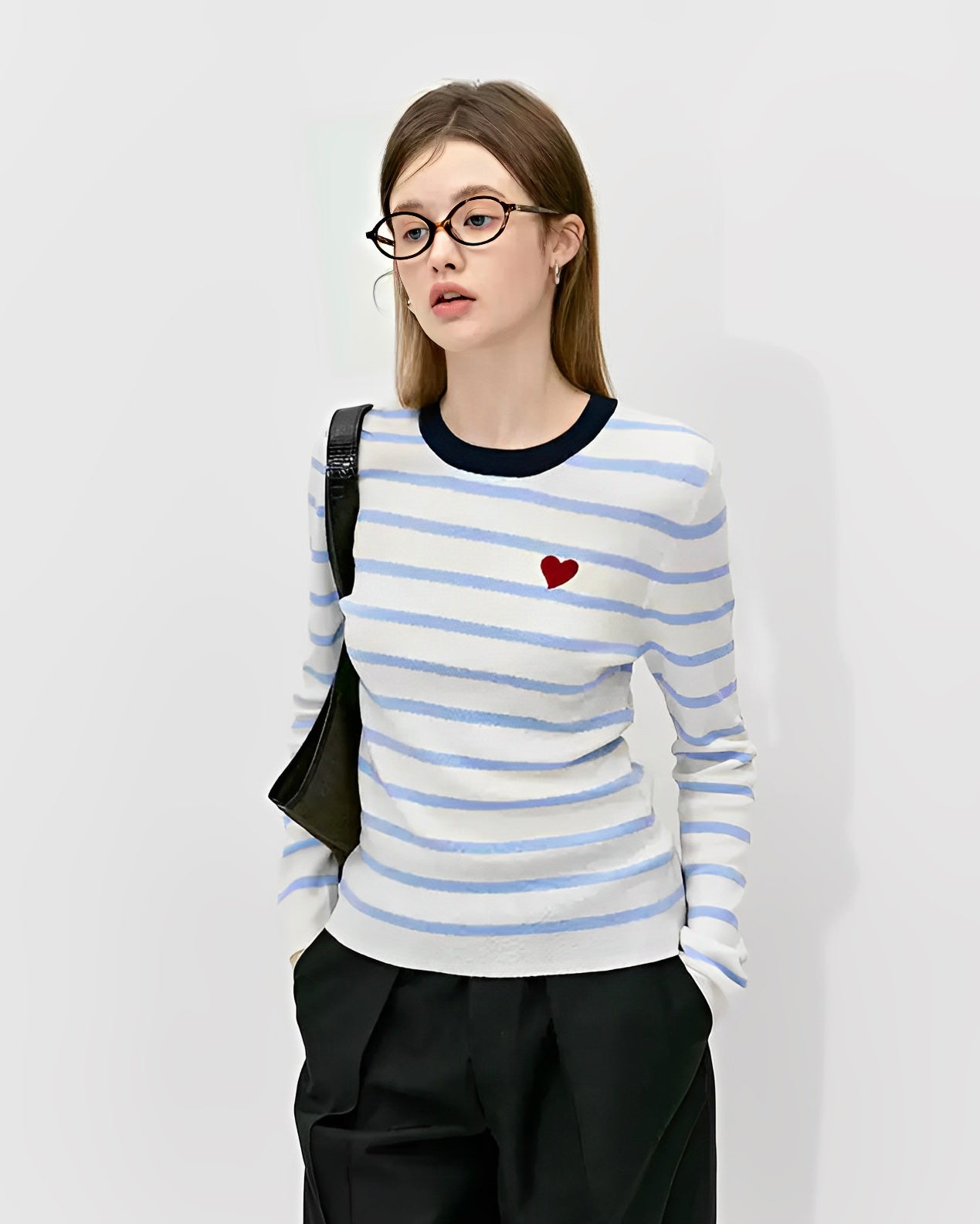 ハートポイント ボーダーニットTシャツ