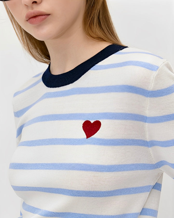 ハートポイント ボーダーニットTシャツ