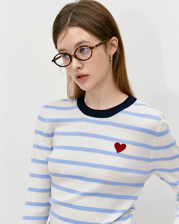 ハートポイント ボーダーニットTシャツ