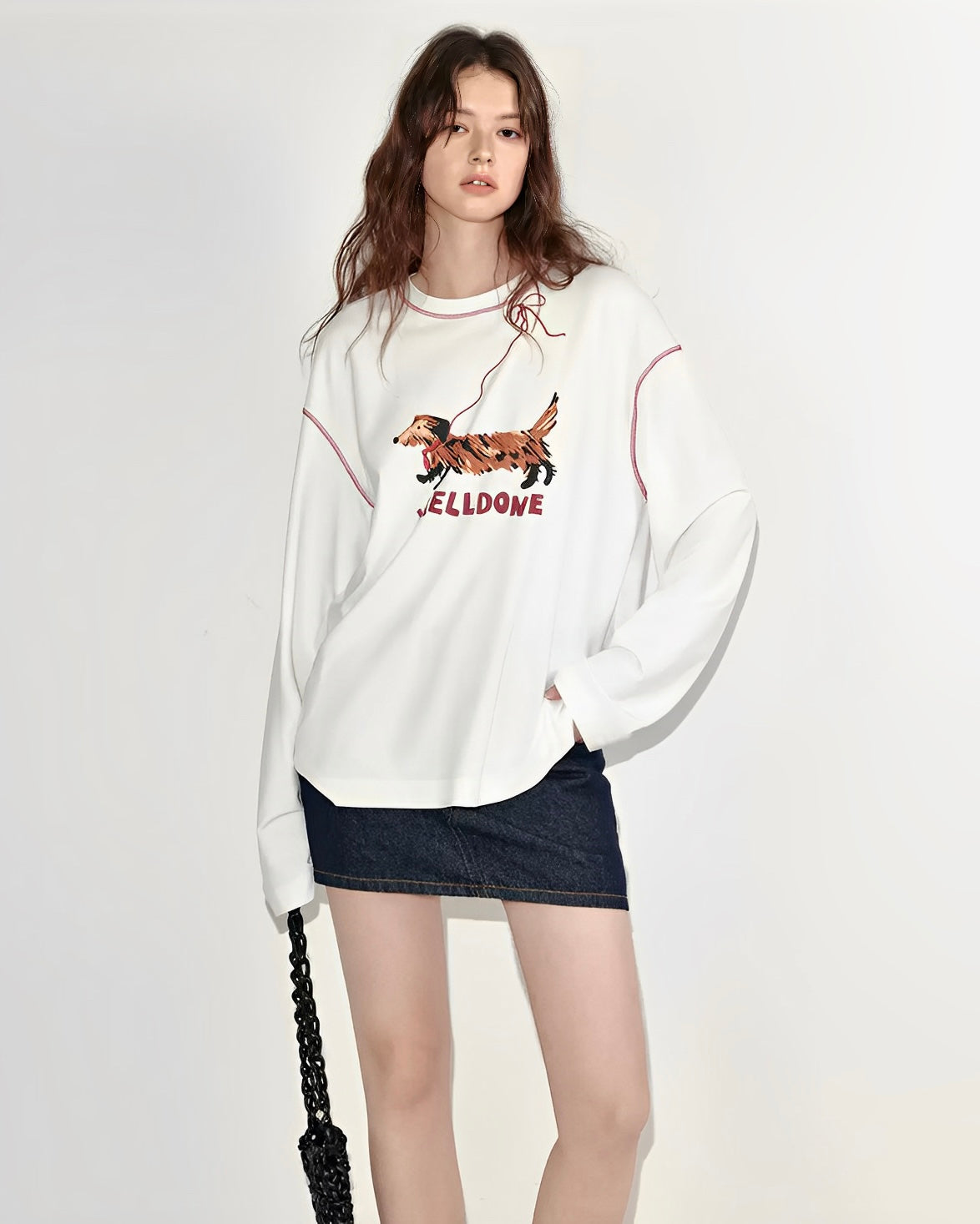 ステッチデザイン ロングTシャツ