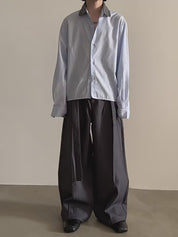 ストライプクレリックシャツ